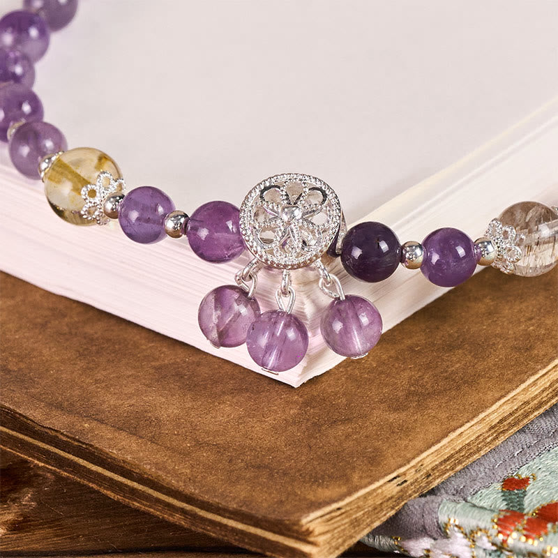 Buddha Stones, breloque fleur d'améthyste, porte-clés perle, décoration à suspendre pour téléphone, symbole de conscience spirituelle - image 1