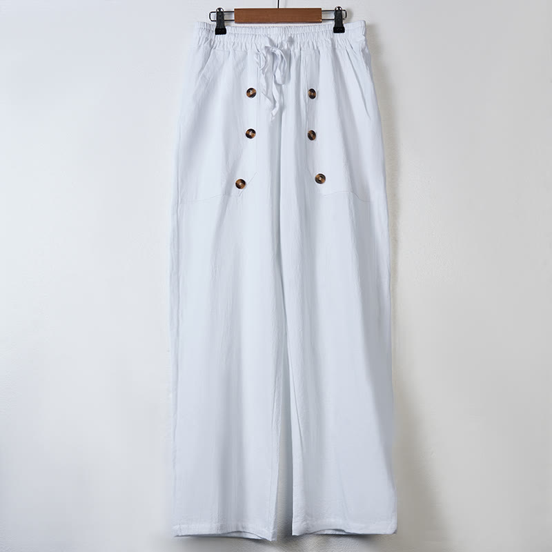 Pantalon décontracté en coton uni avec poches et boutons pour homme Motif Buddha Stones - image 2