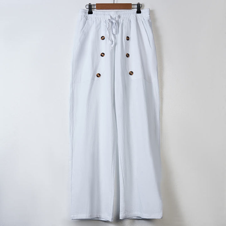 Pantalon décontracté en coton uni avec poches et boutons pour homme Motif Buddha Stones - image 2