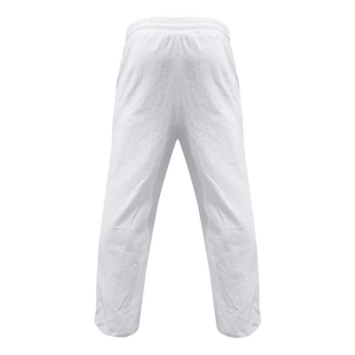 Pantalon décontracté en coton uni avec poches et boutons pour homme Motif Buddha Stones - image 1