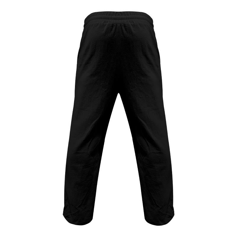Pantalon décontracté en coton uni avec poches et boutons pour homme Motif Buddha Stones - image 6