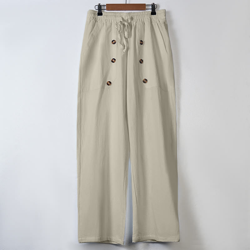 Pantalon décontracté en coton uni avec poches et boutons pour homme Motif Buddha Stones - image 20
