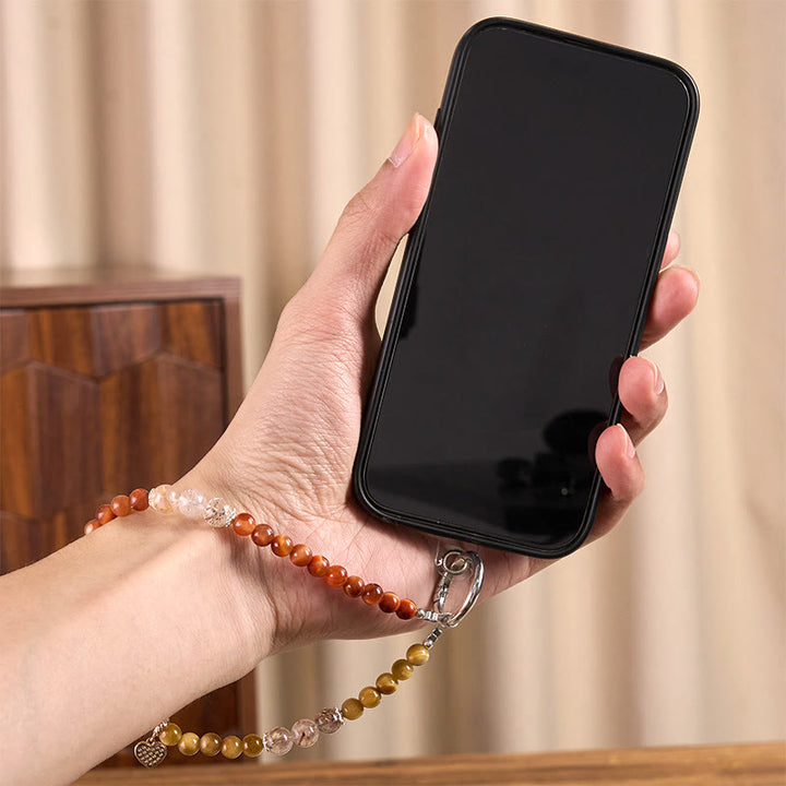 Buddha Stones Œil de Tigre Doré Œil de Tigre Rouge Breloque Cœur Force Porte-clés Décoration à suspendre pour téléphone - image 5