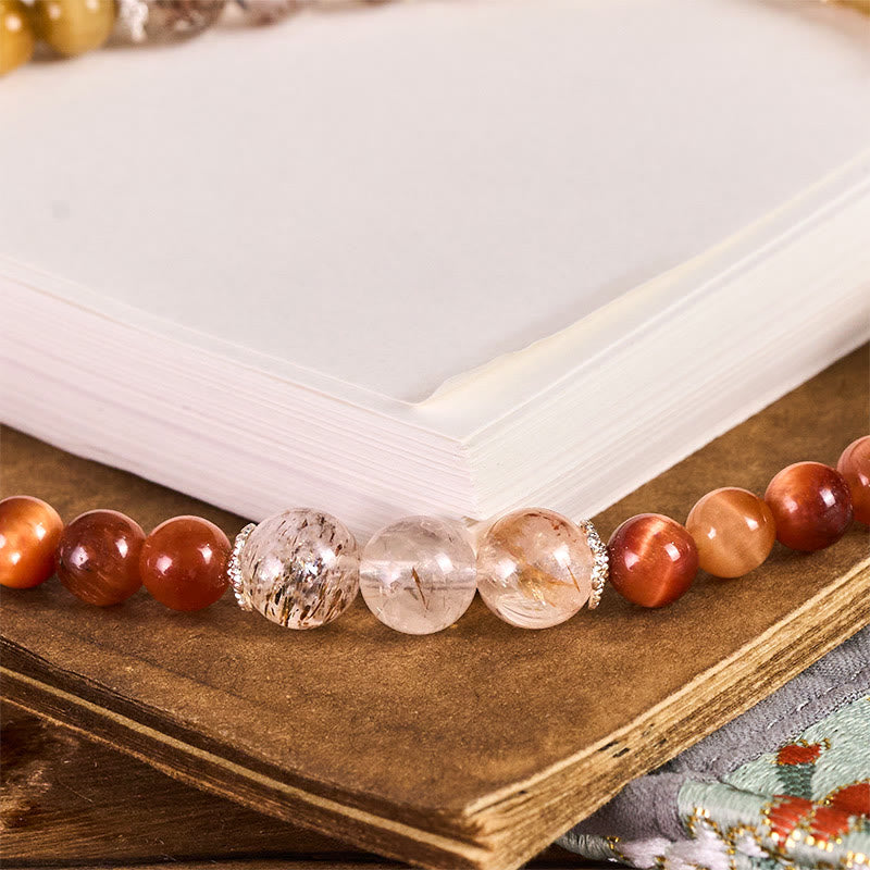 Buddha Stones Œil de Tigre Doré Œil de Tigre Rouge Breloque Cœur Force Porte-clés Décoration à suspendre pour téléphone - image 2