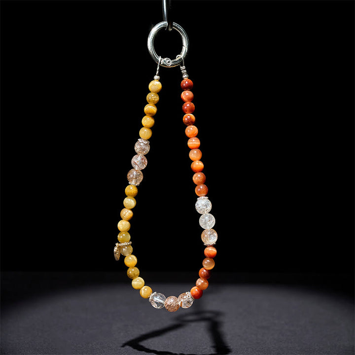 Buddha Stones Œil de Tigre Doré Œil de Tigre Rouge Breloque Cœur Force Porte-clés Décoration à suspendre pour téléphone - image 4