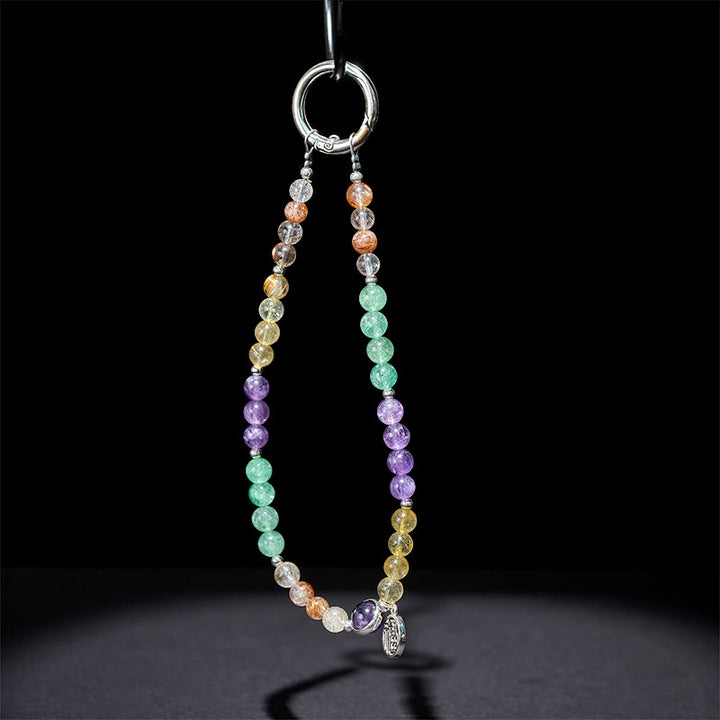 Buddha Stones Fu Charm Porte-clés Super Seven Crystal Growth Décoration à suspendre pour téléphone - image 3