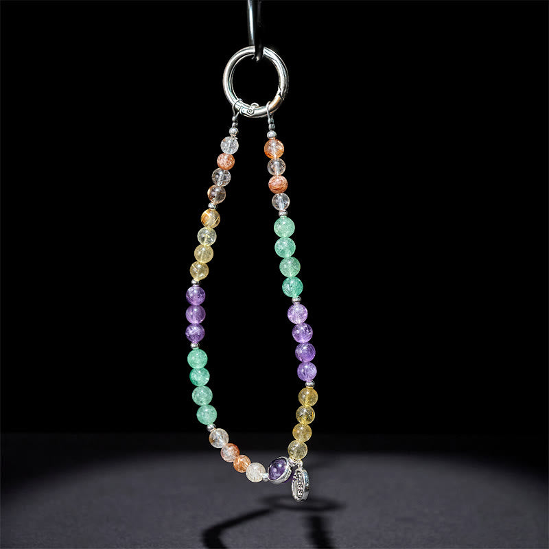 Buddha Stones Fu Charm Porte-clés Super Seven Crystal Growth Décoration à suspendre pour téléphone - image 3