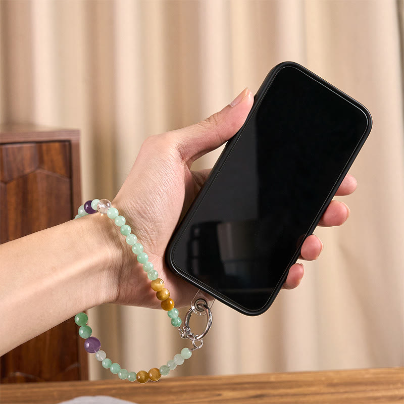 Porte-clés de prospérité en perles de jade et Buddha Stones, décoration à suspendre pour téléphone - image 6