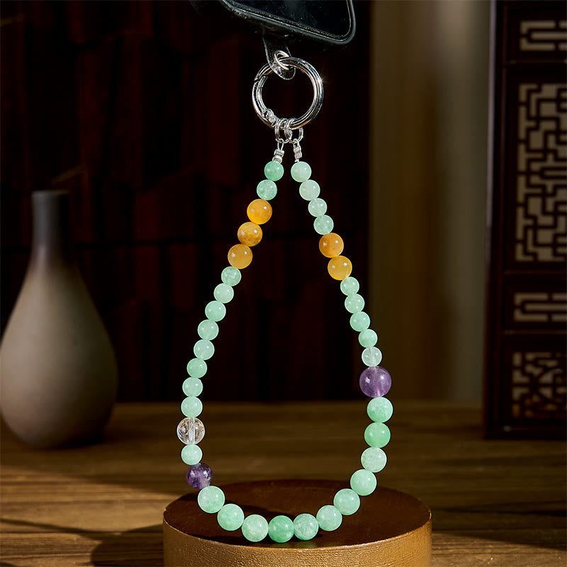 Porte-clés de prospérité en perles de jade et Buddha Stones, décoration à suspendre pour téléphone - image 3