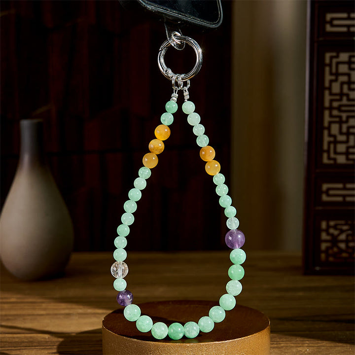 Porte-clés de prospérité en perles de jade et Buddha Stones, décoration à suspendre pour téléphone - image 3