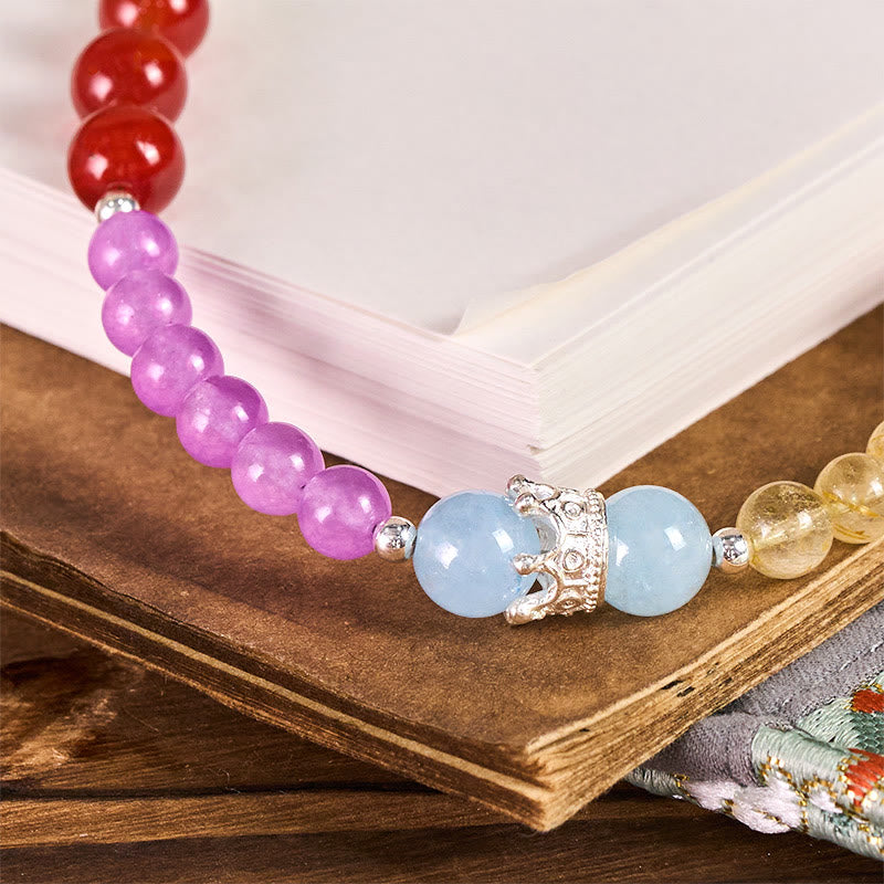 Buddha Stones Calcédoine Violette Citrine Couronne Porte-clés Harmonie Perle Décoration à accrocher au téléphone - image 1