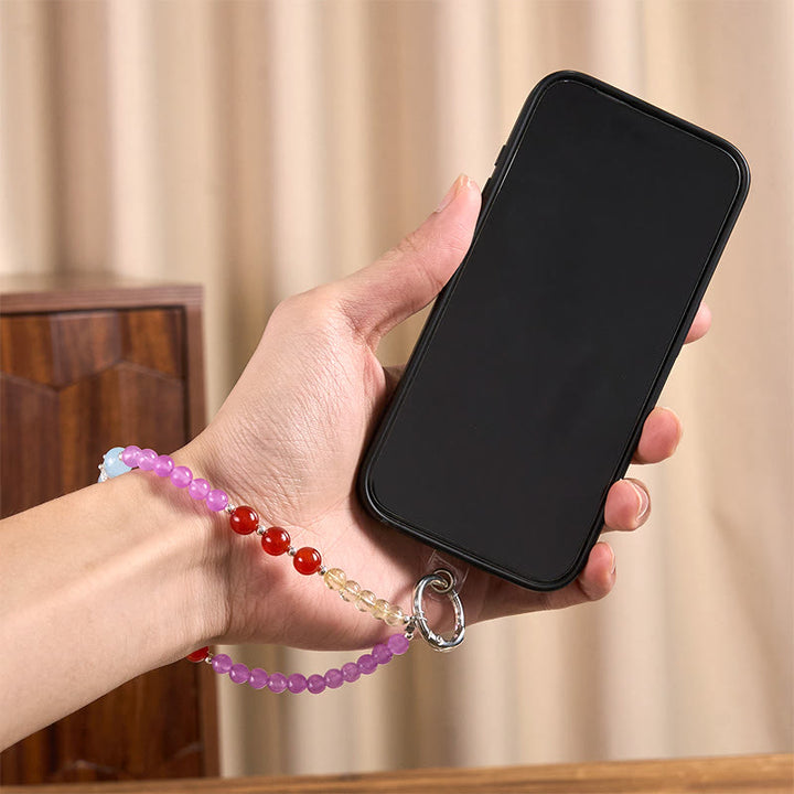 Buddha Stones Calcédoine Violette Citrine Couronne Porte-clés Harmonie Perle Décoration à accrocher au téléphone - image 4