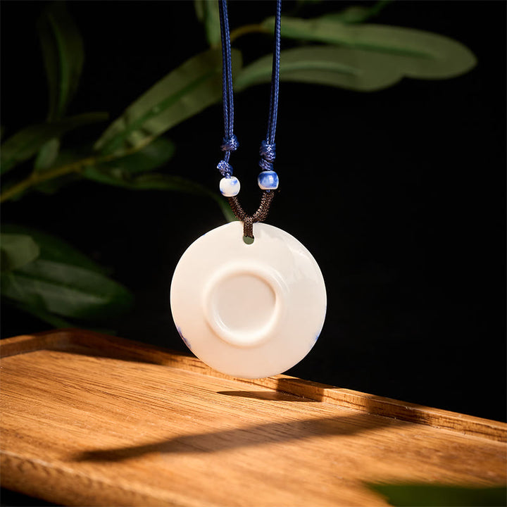 Collier en céramique avec pendentif d'illumination, Buddha Stones, pivoine ethnique, fleurs de pêcher, symbole de lotus - image 14