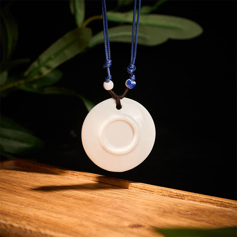 Collier en céramique avec pendentif d'illumination, Buddha Stones, pivoine ethnique, fleurs de pêcher, symbole de lotus - image 15