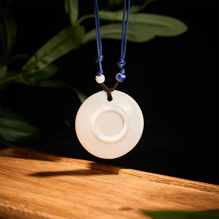 Collier en céramique avec pendentif d'illumination, Buddha Stones, pivoine ethnique, fleurs de pêcher, symbole de lotus - image 15