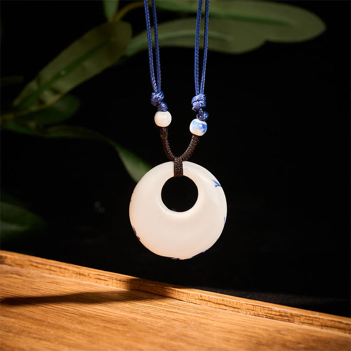 Collier en céramique avec pendentif d'illumination, Buddha Stones, pivoine ethnique, fleurs de pêcher, symbole de lotus - image 2