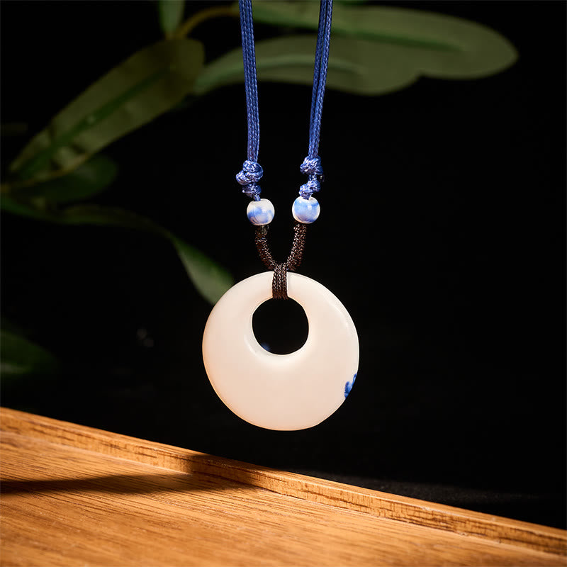 Collier en céramique avec pendentif d'illumination, Buddha Stones, pivoine ethnique, fleurs de pêcher, symbole de lotus - image 7