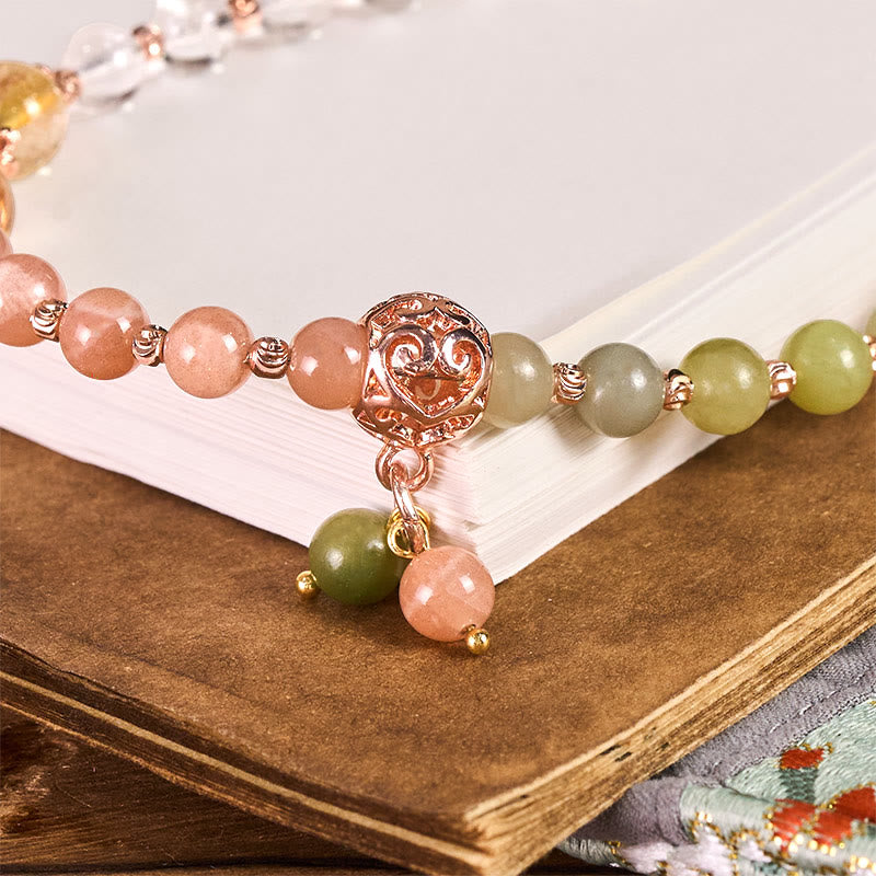 Buddha Stones, jade cyan, cristal blanc, perles d'harmonie, porte-clés, décoration à suspendre pour téléphone - image 1