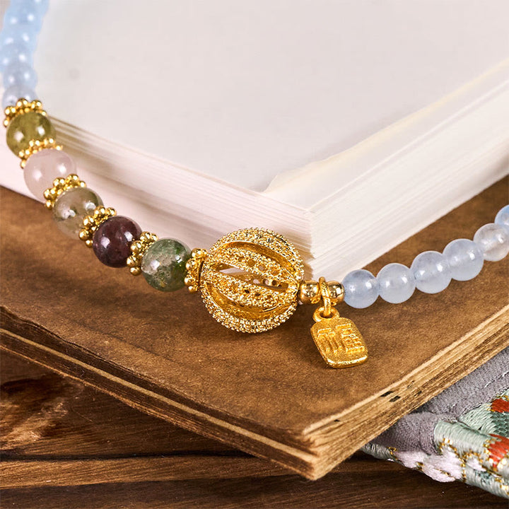 Buddha Stones Fu, calcédoine bleue, porte-clés/décoration pour téléphone, symbole d'équilibre émotionnel, décoration - image 1