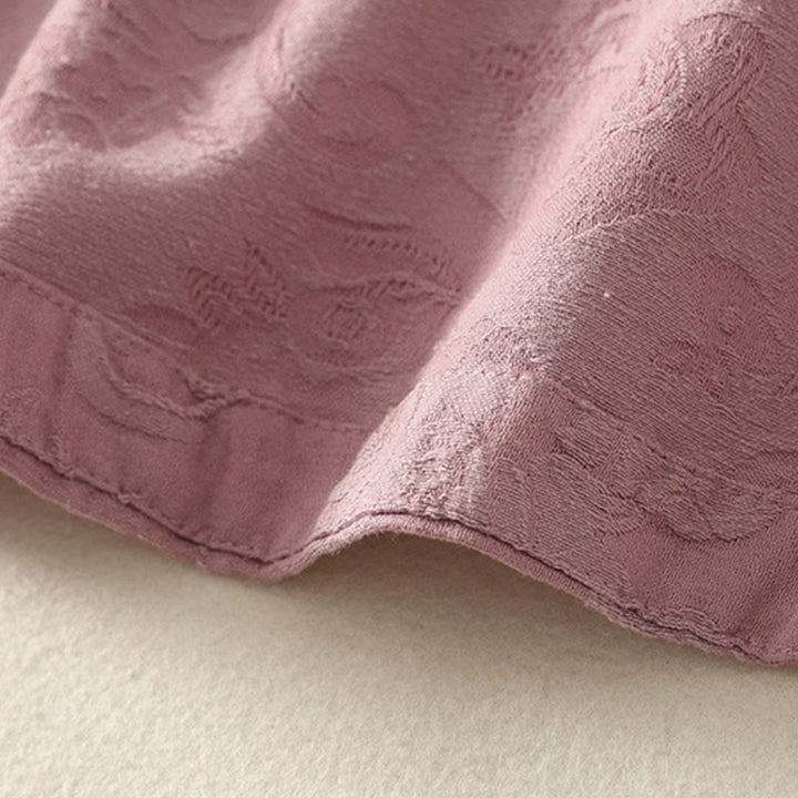 Chemise à manches longues pour femme en coton et lin, à boutons, motif jacquard de Buddha Stones et patte de boutonnage diagonale - image 18