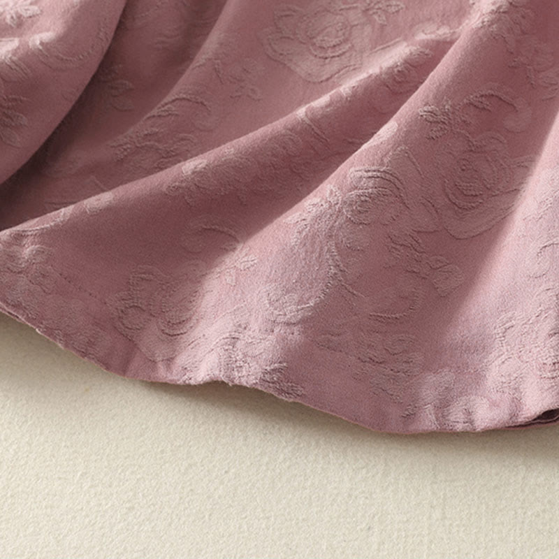 Chemise à manches longues pour femme en coton et lin, à boutons, motif jacquard de Buddha Stones et patte de boutonnage diagonale - image 17