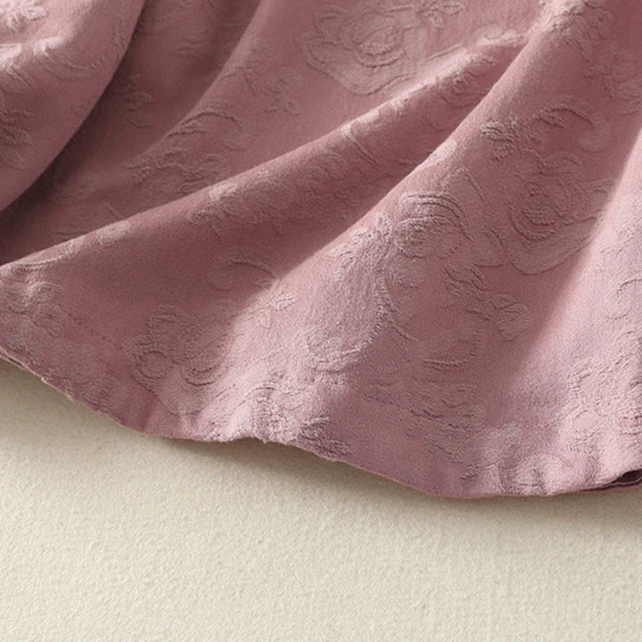 Chemise à manches longues pour femme en coton et lin, à boutons, motif jacquard de Buddha Stones et patte de boutonnage diagonale - image 17