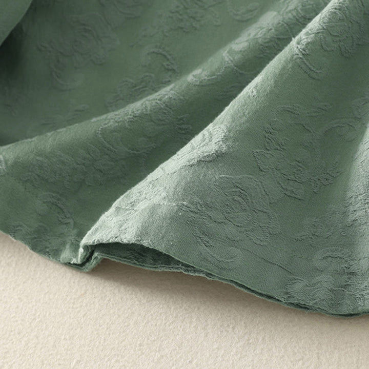 Chemise à manches longues pour femme en coton et lin, à boutons, motif jacquard de Buddha Stones et patte de boutonnage diagonale - image 10