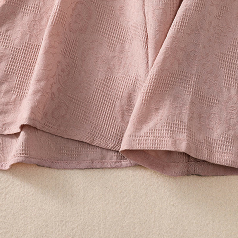 Chemise à manches longues en coton pour femme, brodée de Buddha Stones et au design asymétrique, avec boutons grenouille - image 22