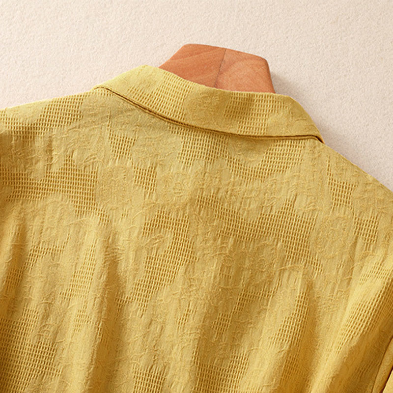 Chemise à manches longues en coton pour femme, brodée de Buddha Stones et au design asymétrique, avec boutons grenouille - image 27