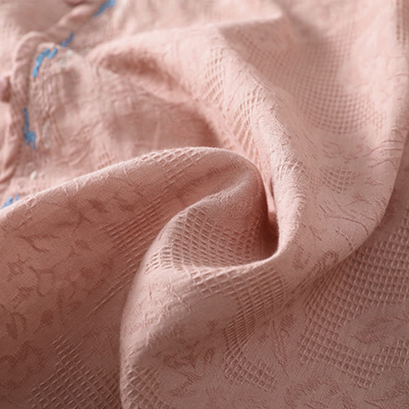 Chemise à manches longues en coton pour femme, brodée de Buddha Stones et au design asymétrique, avec boutons grenouille - image 20