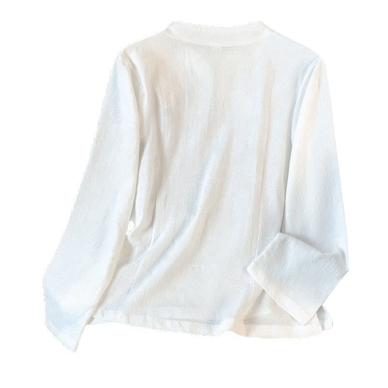 Chemise en coton à manches longues pour femme, motif Buddha Stones, col mandarin à boutons chinois, jacquard, jacquard, manches longues. - image 19