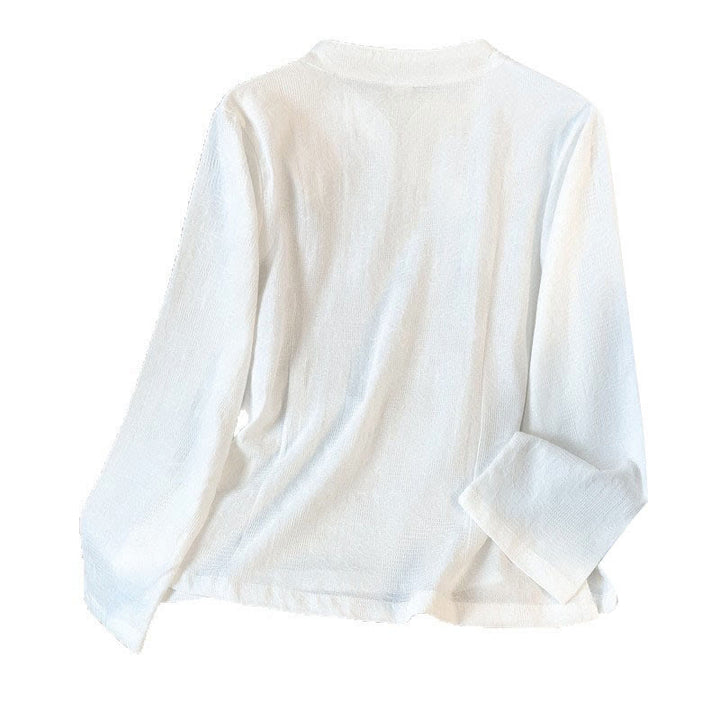 Chemise en coton à manches longues pour femme, motif Buddha Stones, col mandarin à boutons chinois, jacquard, jacquard, manches longues. - image 19