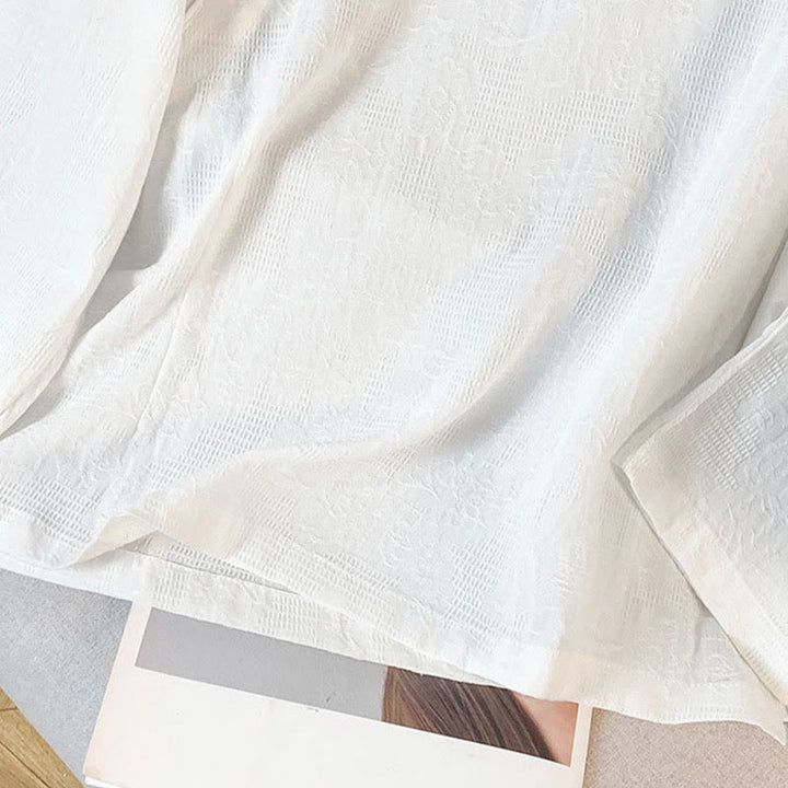 Chemise en coton à manches longues pour femme, motif Buddha Stones, col mandarin à boutons chinois, jacquard, jacquard, manches longues. - image 16