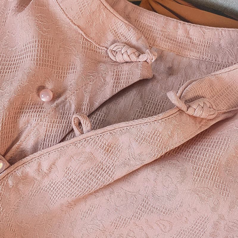 Chemise femme à manches longues, motif Buddha Stones, jacquard, col mandarin à boutons chinois - image 25