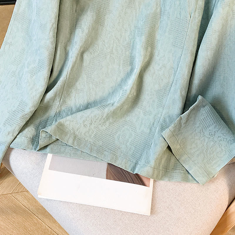 Chemise en coton à manches longues pour femme, motif Buddha Stones, col mandarin à boutons chinois, jacquard, jacquard, manches longues. - image 9