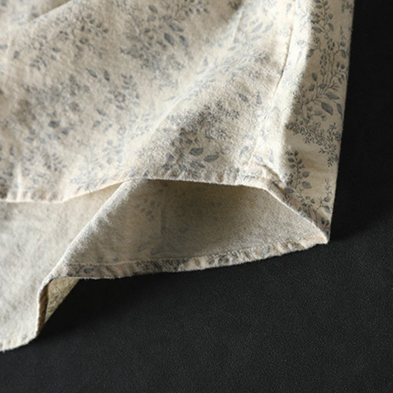 Chemise à manches longues en coton pour femme, ornée de boutons et d'un imprimé floral automnal avec des Buddha Stones - image 8