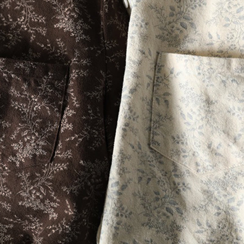 Chemise à manches longues en coton pour femme, ornée de boutons et d'un imprimé floral automnal avec des Buddha Stones - image 13