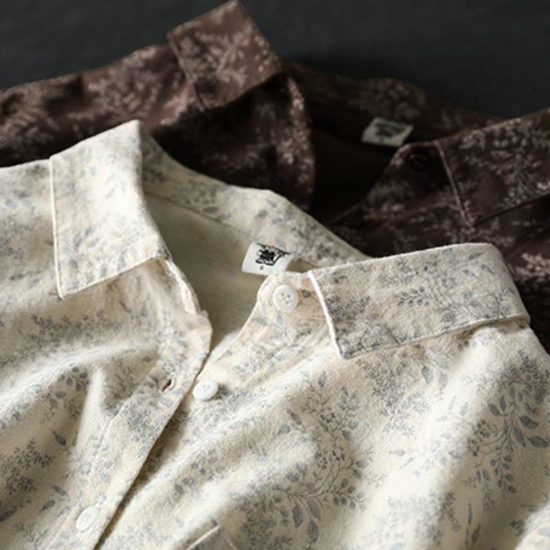 Chemise à manches longues en coton pour femme, ornée de boutons et d'un imprimé floral automnal avec des Buddha Stones - image 14