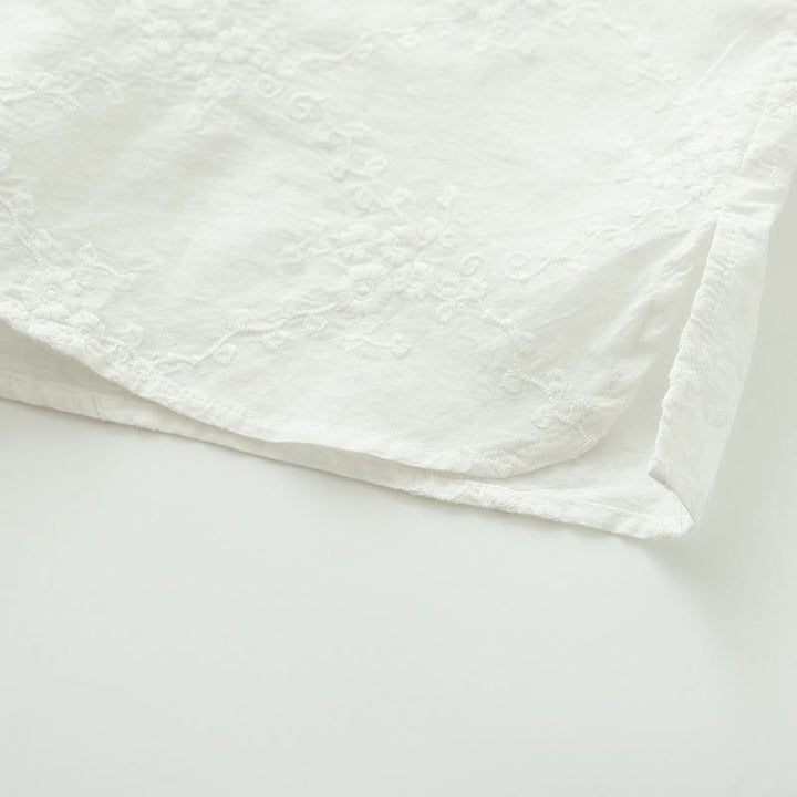 Chemise à manches longues en coton pour femme, ornée de boutons en relief brodés de fleurs et de Buddha Stones , col à volants automnal. - image 11