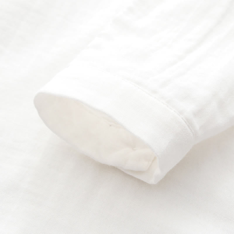 Chemise à manches longues en coton pour femme, Buddha Stones, automne, blanc et vert, boutons d'herbe - image 11