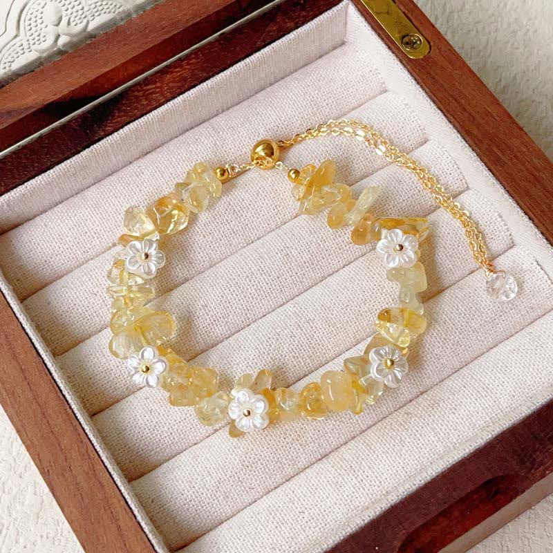 Bracelet d'équilibre en cristal blanc améthyste et améthyste, orné d'un motif floral irrégulier en Buddha Stones - Citrine (Tour de poignet : 15-19 cm) - image 7