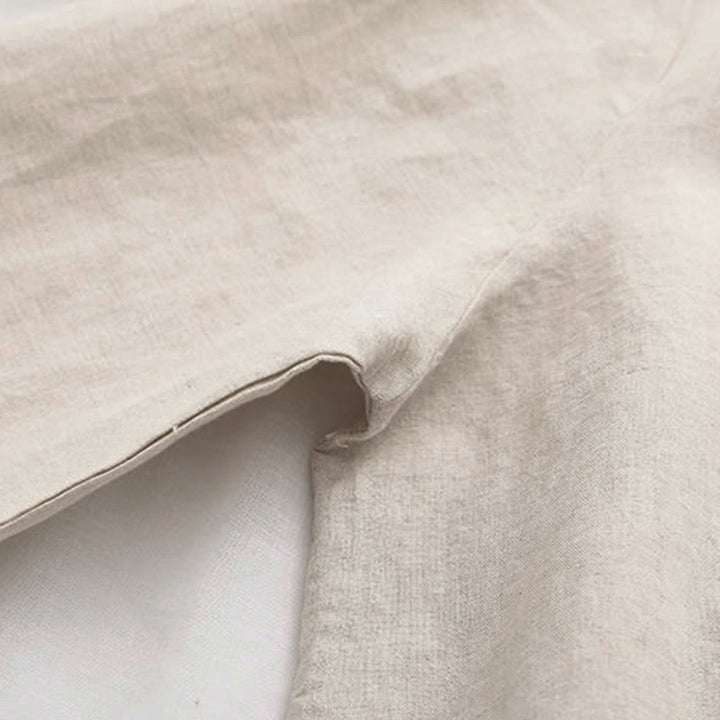 Chemise à manches longues en coton pour femme, motif floral beige automnal avec boutons et Buddha Stones - image 5