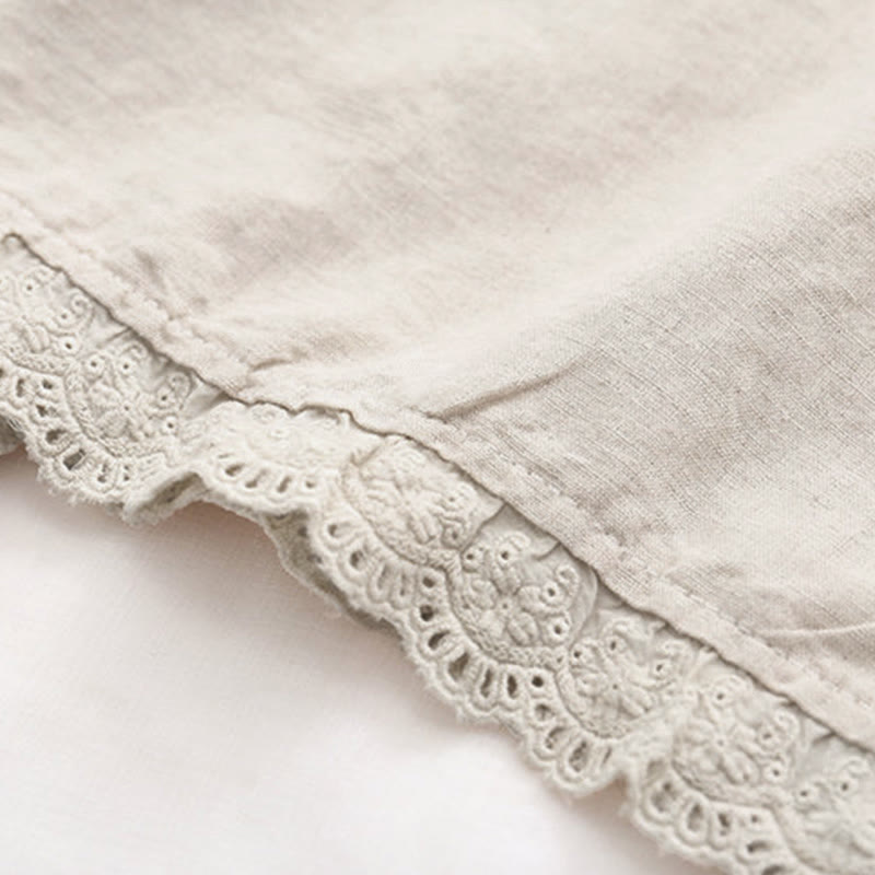 Chemise à manches longues en coton pour femme, motif floral beige automnal avec boutons et Buddha Stones - image 7