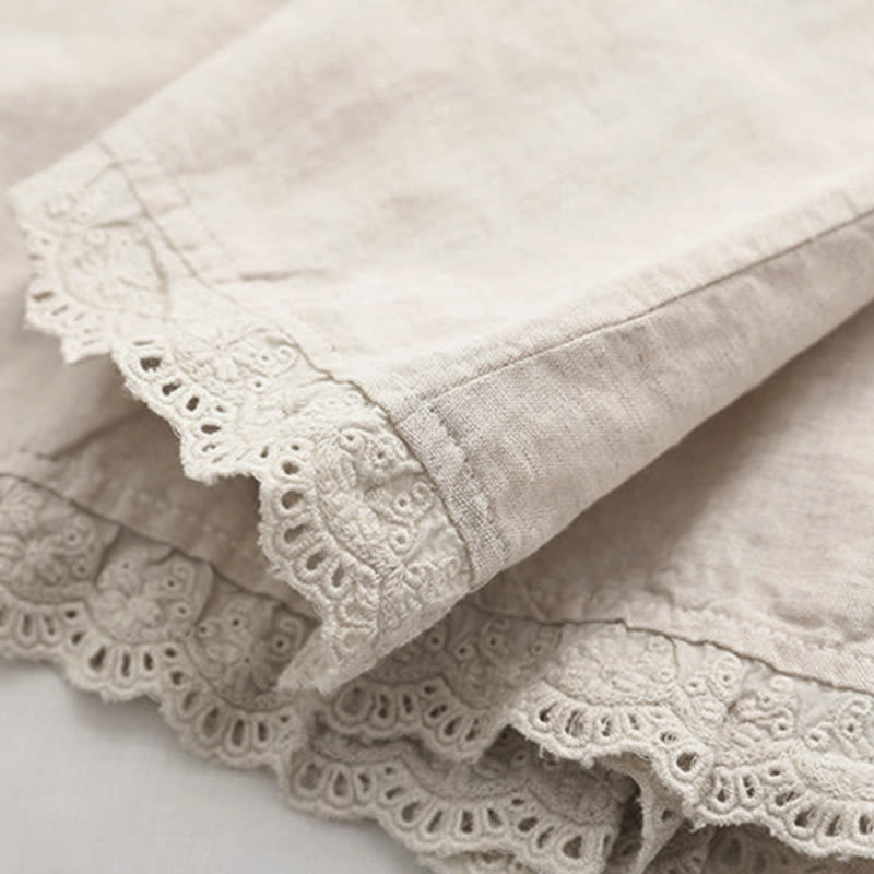 Chemise à manches longues en coton pour femme, motif floral beige automnal avec boutons et Buddha Stones - image 8