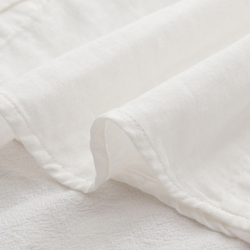 Chemise à manches longues en coton pour femme, ornée de boutons brodés, de Buddha Stones et de fleurs de prunier roses d'automne - image 13