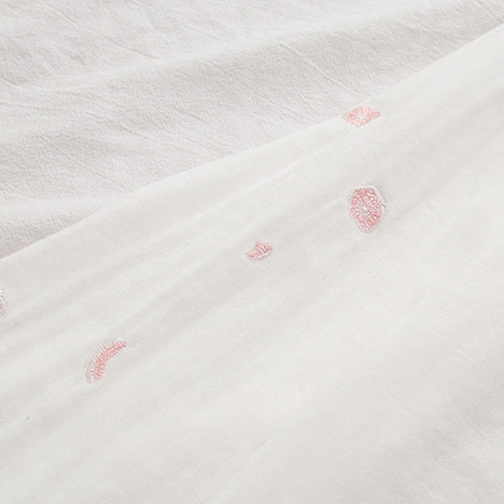 Chemise à manches longues en coton pour femme, ornée de boutons brodés, de Buddha Stones et de fleurs de prunier roses d'automne - image 10