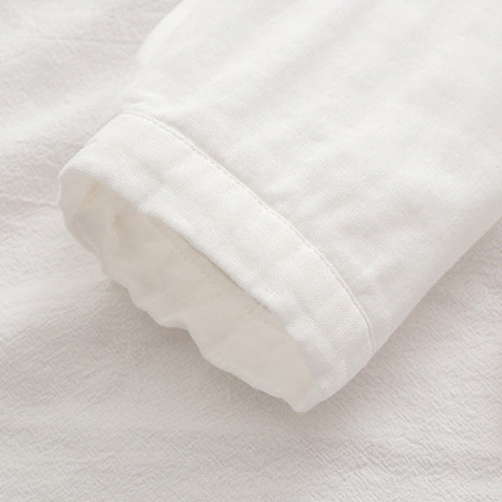 Chemise à manches longues en coton pour femme, ornée de boutons brodés, de Buddha Stones et de fleurs de prunier roses d'automne - image 11