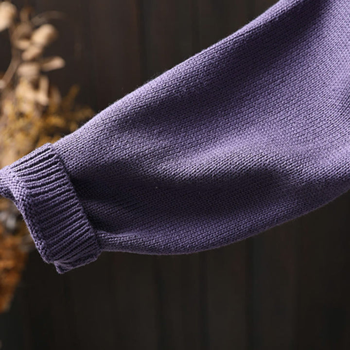 Gilet cardigan en coton à manches longues pour femme, orné de Buddha Stones, de broderies florales et de boutons. - image 12