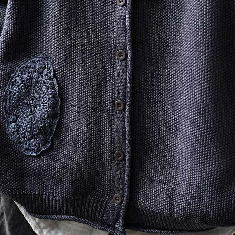 Gilet cardigan en coton à manches longues pour femme, orné de boutons floraux et de Buddha Stones - image 27