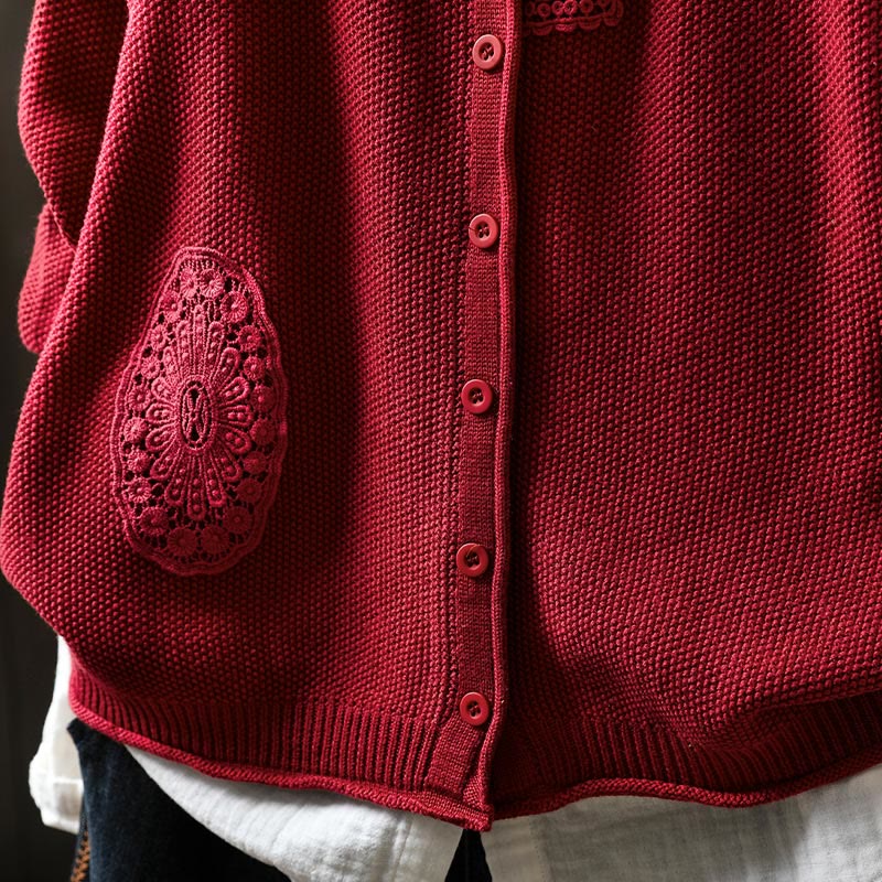 Gilet cardigan en coton à manches longues pour femme, orné de boutons floraux et de Buddha Stones - image 18
